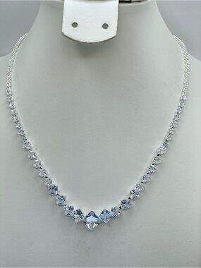 Swarovski Crystal Elements White Swarovski Elements Princess Cut Tennis Necklace